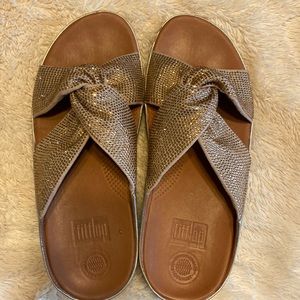 Gold sequined Fit flops size 8.